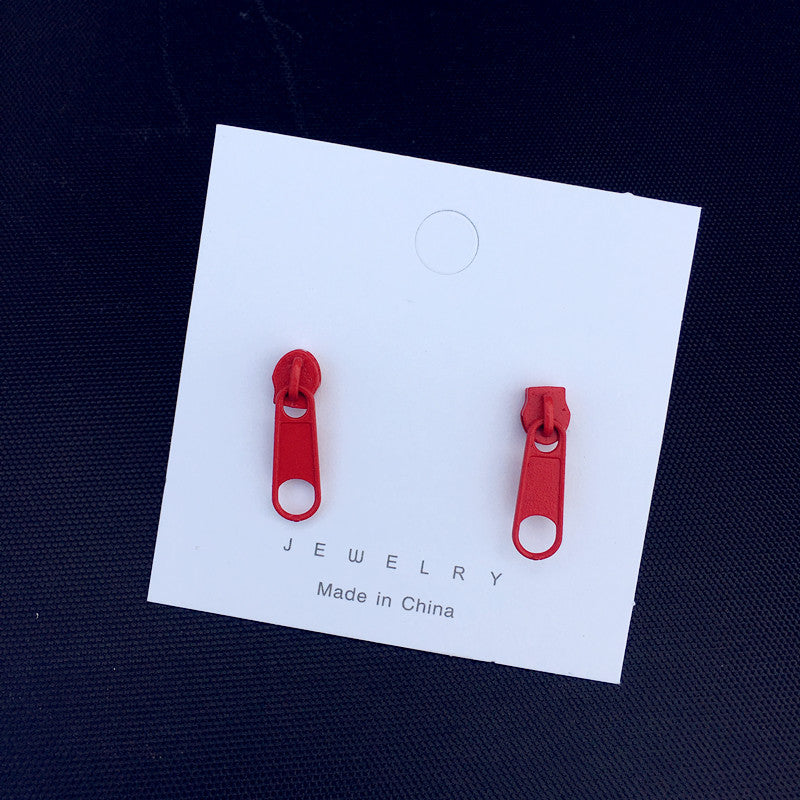 Simple Geometric Buckle Colorful Zipper Ear Clips for Women
