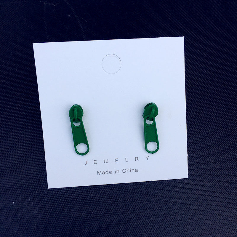 Simple Geometric Buckle Colorful Zipper Ear Clips for Women