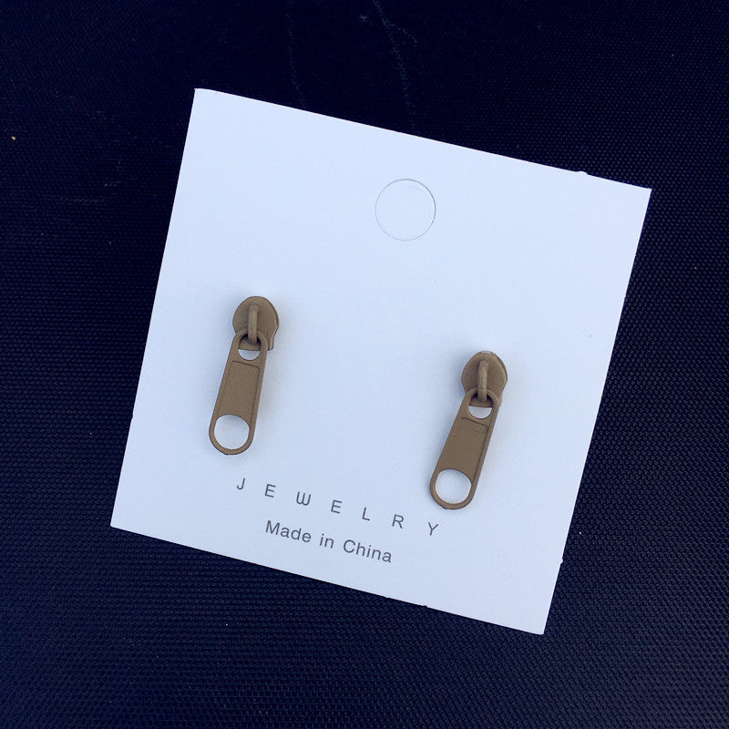 Simple Geometric Buckle Colorful Zipper Ear Clips for Women