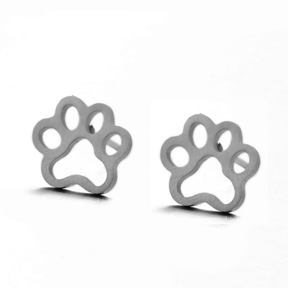 Simple Cat Paw Alloy Stud Earrings - Gold & Silver Finish