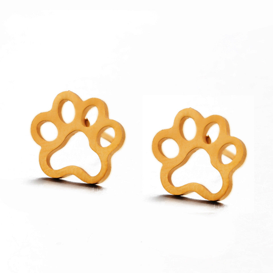 Simple Cat Paw Alloy Stud Earrings - Gold & Silver Finish