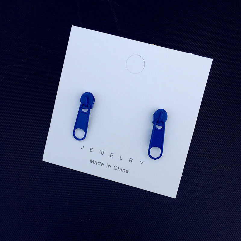 Simple Geometric Buckle Colorful Zipper Ear Clips for Women