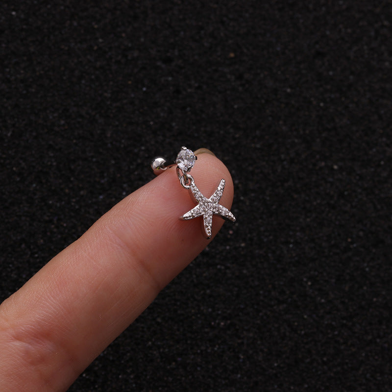 Stainless Steel Zircon Inlaid Screw Earrings and Pendant Studs for Piercing Jewelry