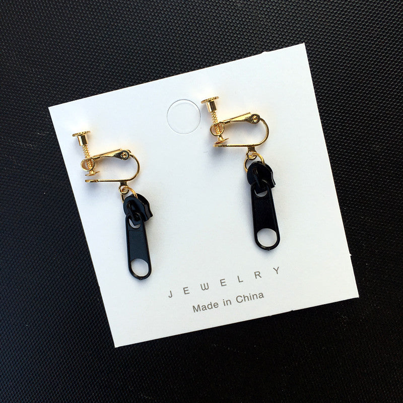 Simple Geometric Buckle Colorful Zipper Ear Clips for Women