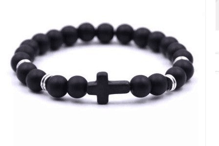 Retro Cross Beaded Turquoise Tiger Eye Lava Stone Bracelet
