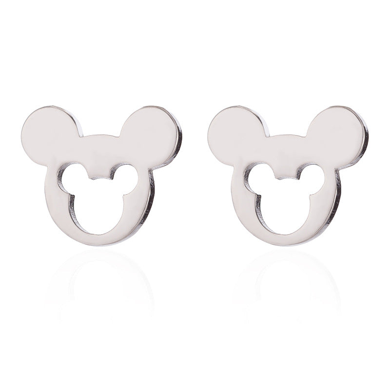 1 Pair Cute Mickey Head Geometric Stainless Steel Earrings