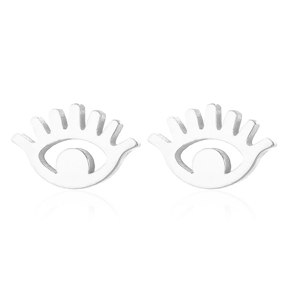 Women's Fashion Evil Eye Stainless Steel Stud Earrings