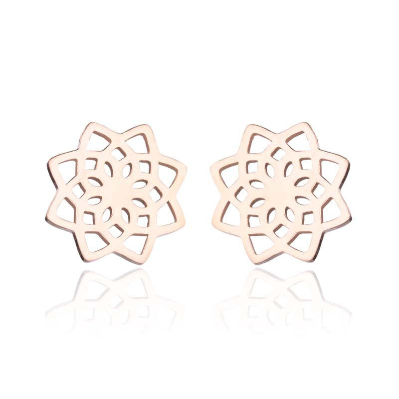Women's Minimalist Lotus Stainless Steel Stud Earrings