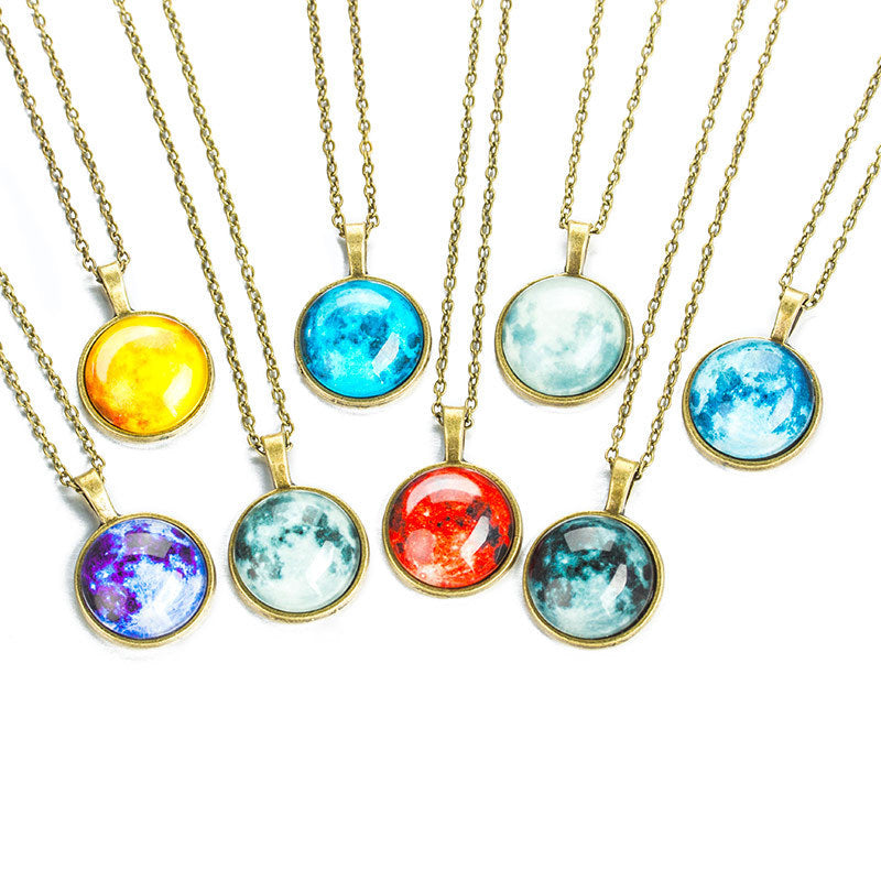 Universe Starry Sky Luminous Gem Pendant Necklace