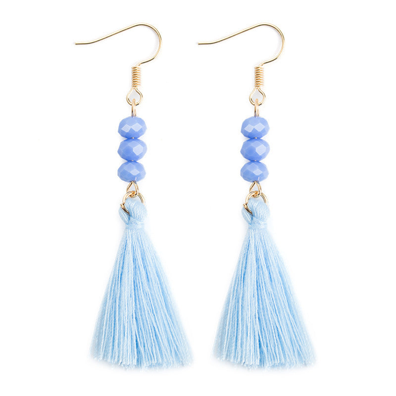 Multicolor Acrylic Beaded Tassel Earrings - Bohemian Style