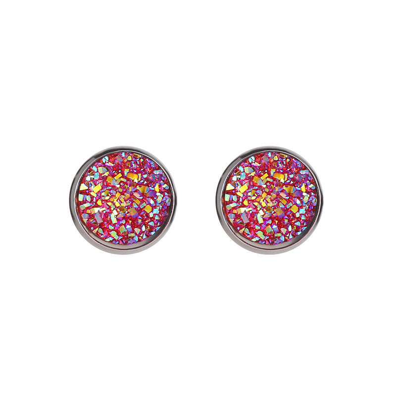 Geometric Frosted Starry Sky Stainless Steel Earrings 12mm