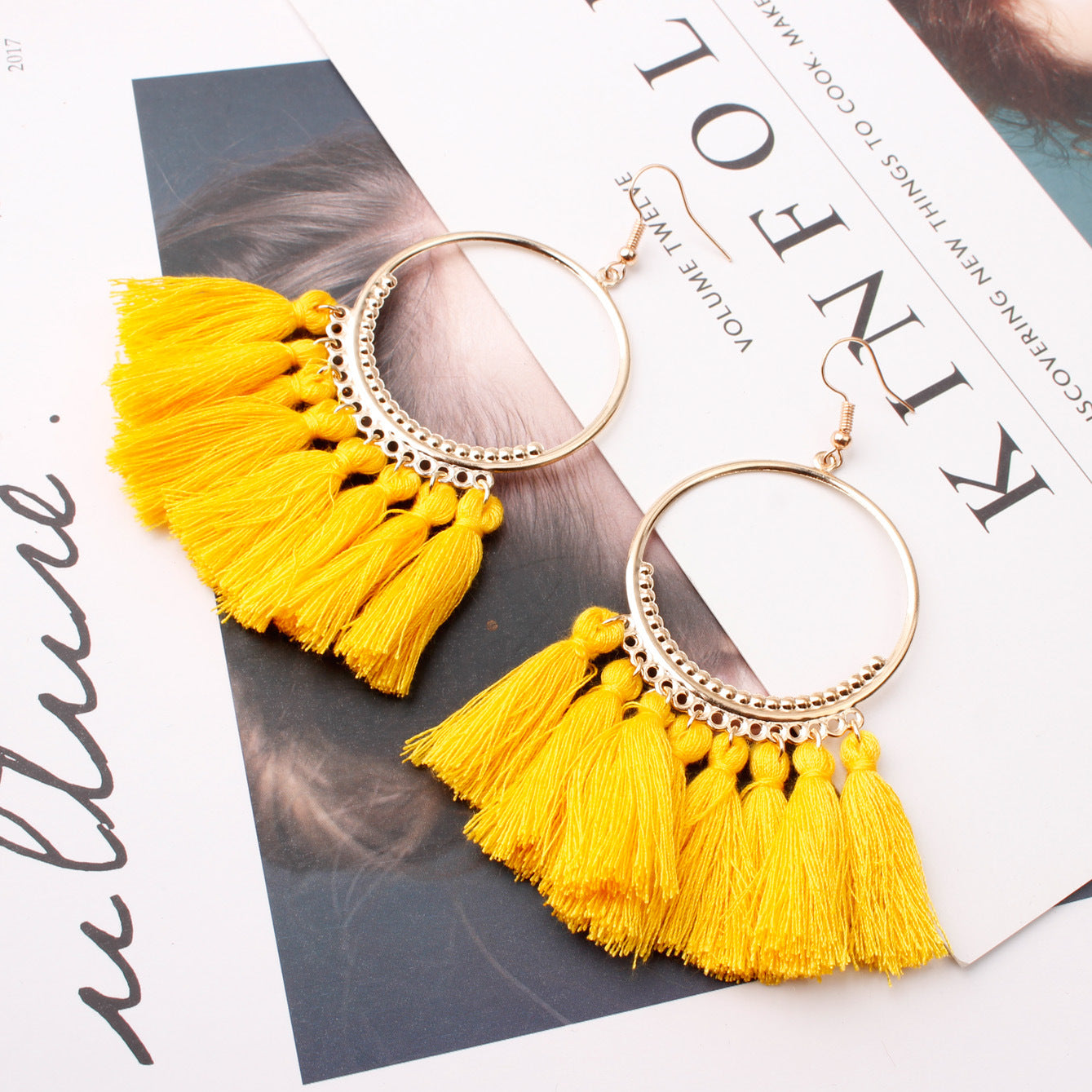 Bohemian Tassel Earrings - Fashion Creative European and American Jewelry with Large Hoop Design