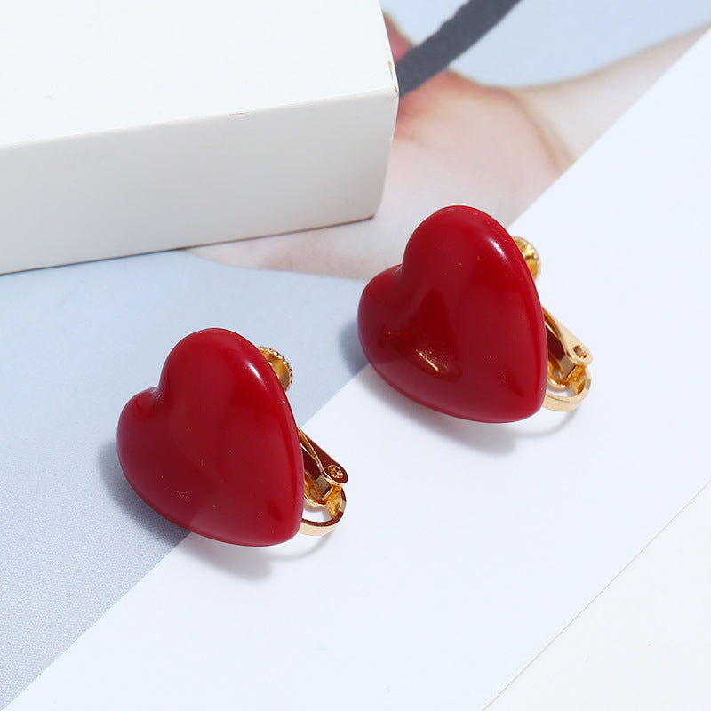 925 Silver Heart Resin Earrings - Cute Sweetheart Studs for Women