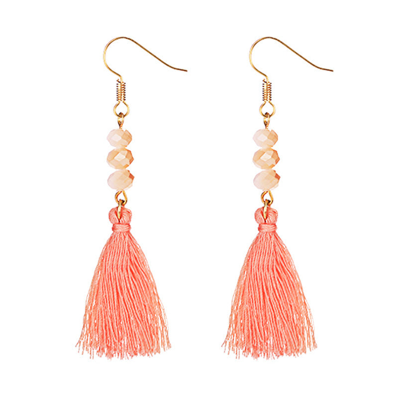 Multicolor Acrylic Beaded Tassel Earrings - Bohemian Style