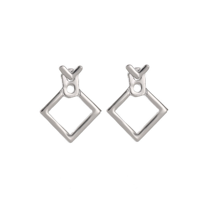 Minimalist Geometric Hollow Rhinestone Square Stud Earrings
