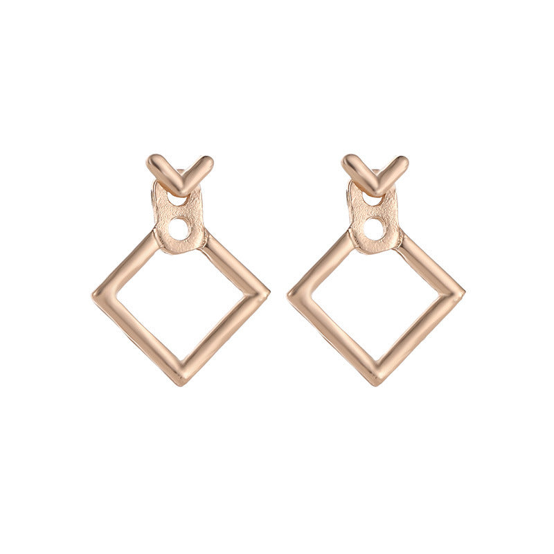 Minimalist Geometric Hollow Rhinestone Square Stud Earrings