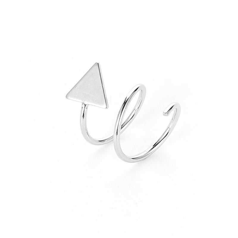 Silver Star Heart Twist Earrings - Minimalist Korean Design