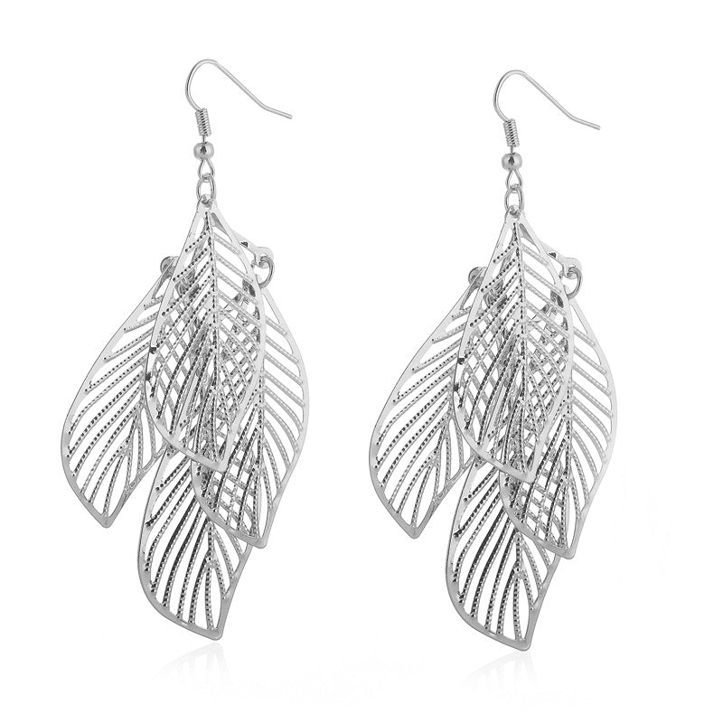 Vintage Multi-layer Leaf Tassel Earrings for Women