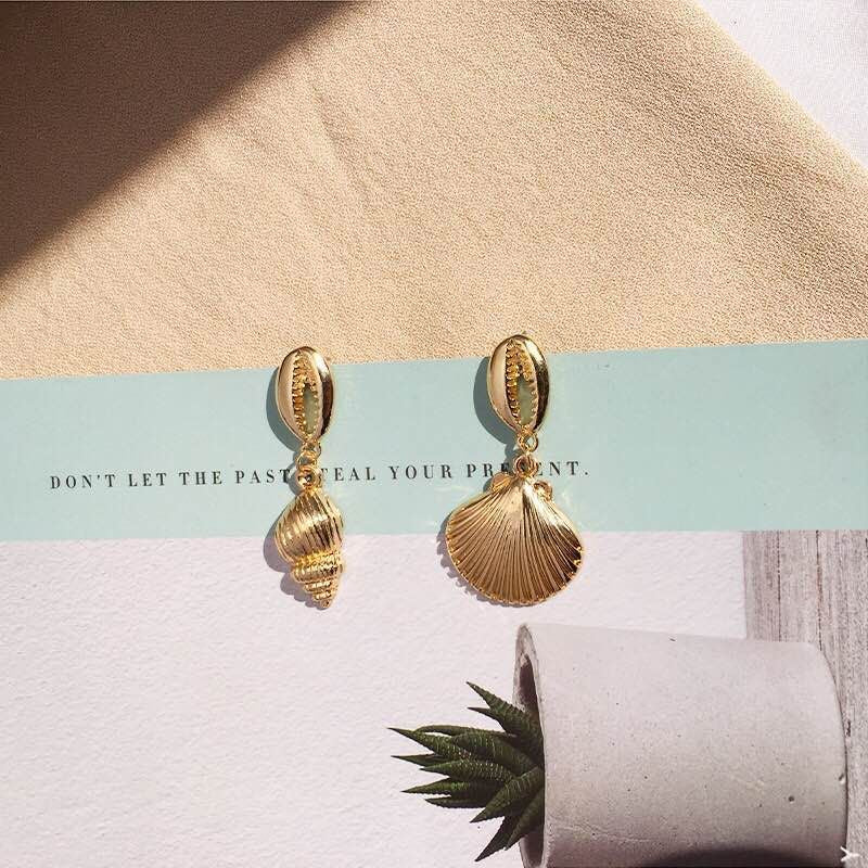 Retro Ocean Series Asymmetric Beach Earrings