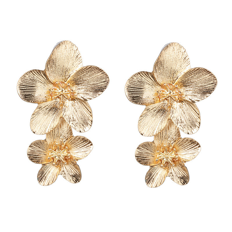 Women's Floral Alloy Earrings - Painted Flower Design