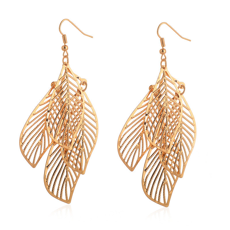Vintage Multi-layer Leaf Tassel Earrings for Women