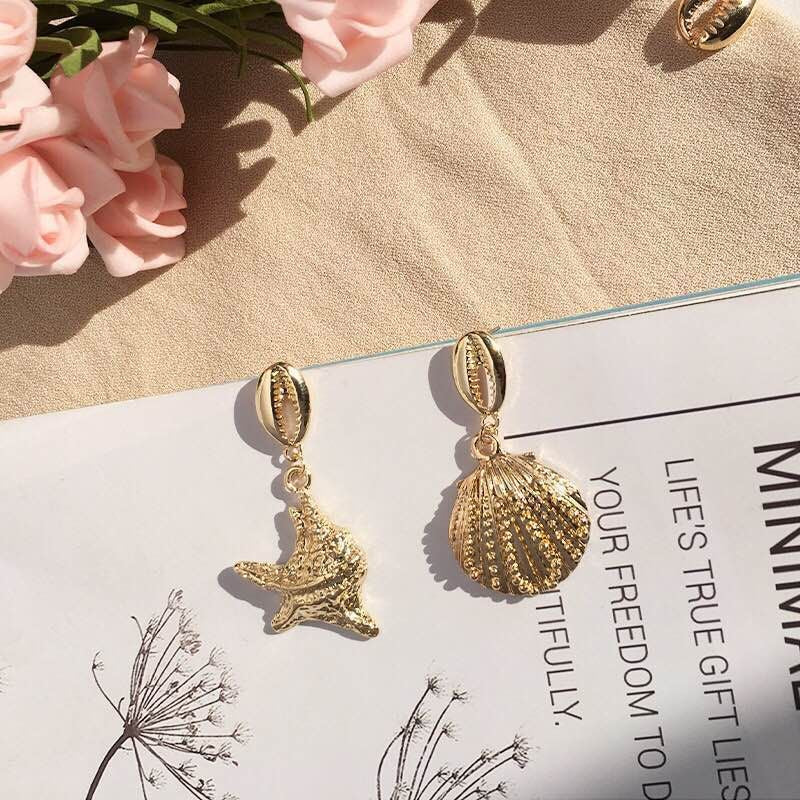 Retro Ocean Series Asymmetric Beach Earrings