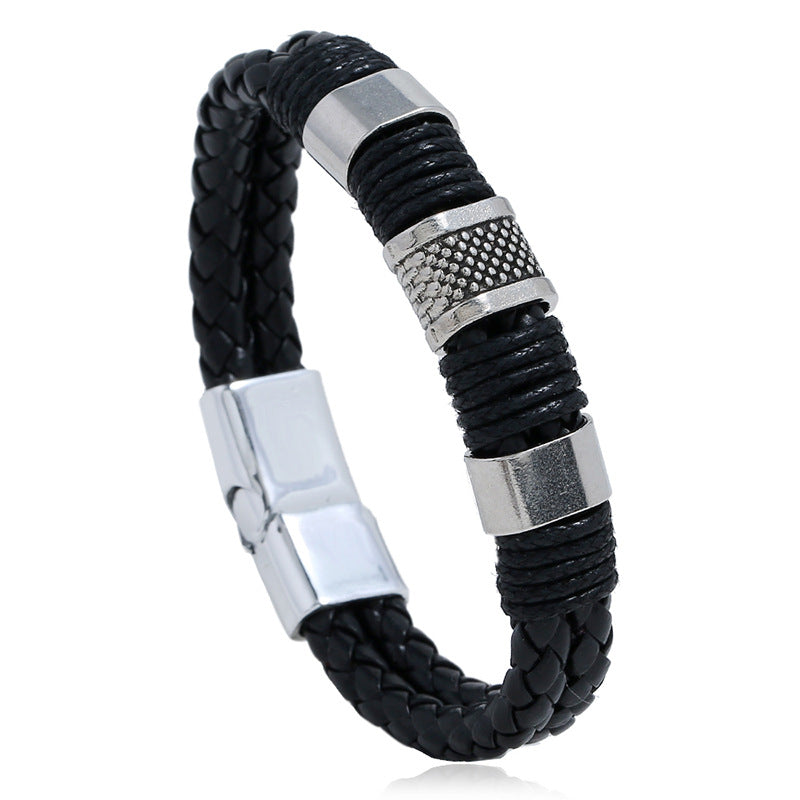 PU Leather Woven Magnetic Men's Bracelet