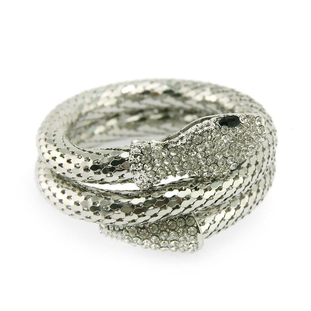 Vintage Multi-Layer Rhinestone Snake Bracelet