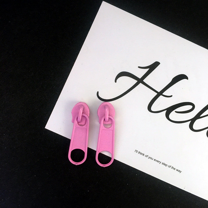 Simple Geometric Buckle Colorful Zipper Ear Clips for Women