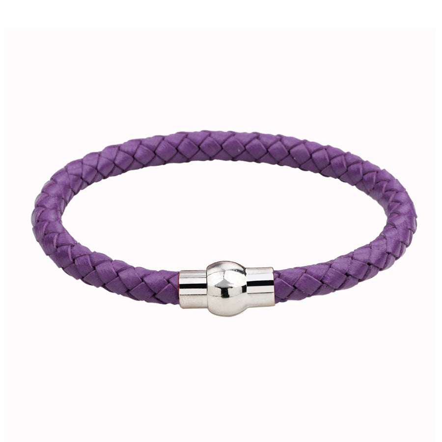 Simple Style Braided Leather Magnetic Clasp Unisex Bracelet