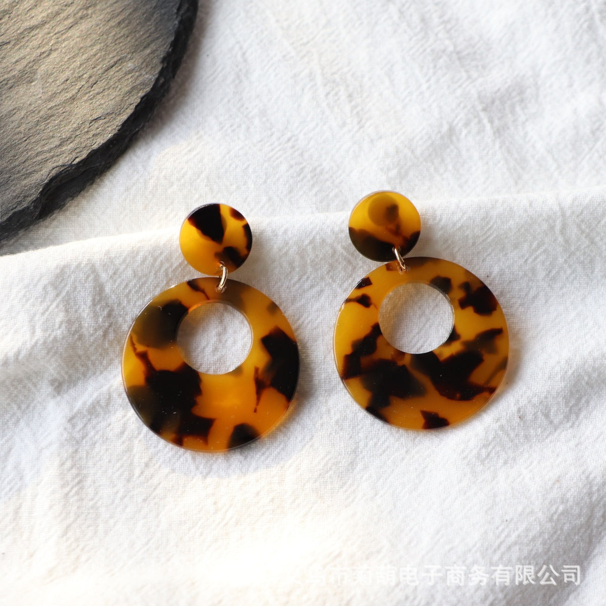 Multicolor Acrylic Leopard Print Round Earrings for Women