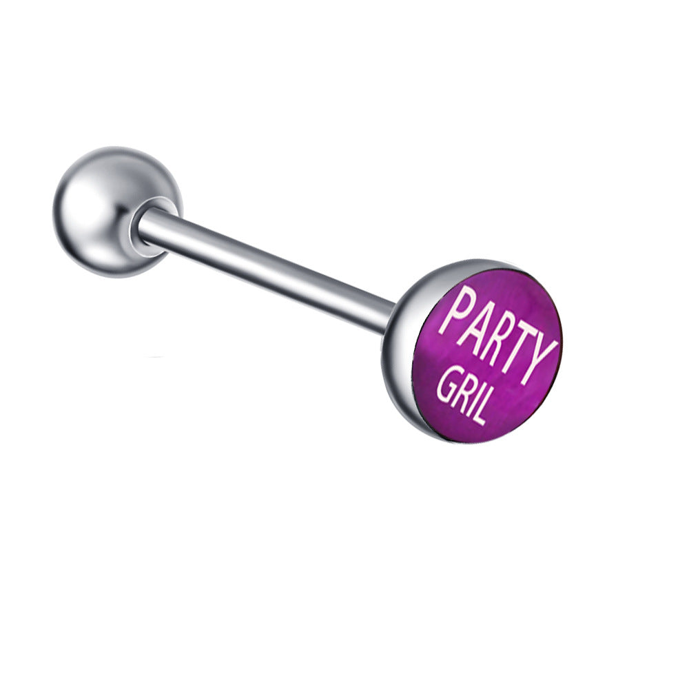 Ethnic Insect Design Stainless Steel Enamel Tongue Barbell