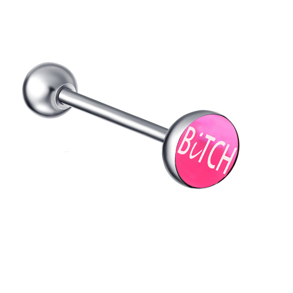 Ethnic Insect Design Stainless Steel Enamel Tongue Barbell