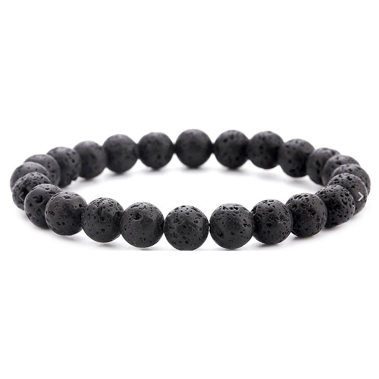 Fashion Round Natural Stone & Lava Rock Beaded Bracelet 8mm