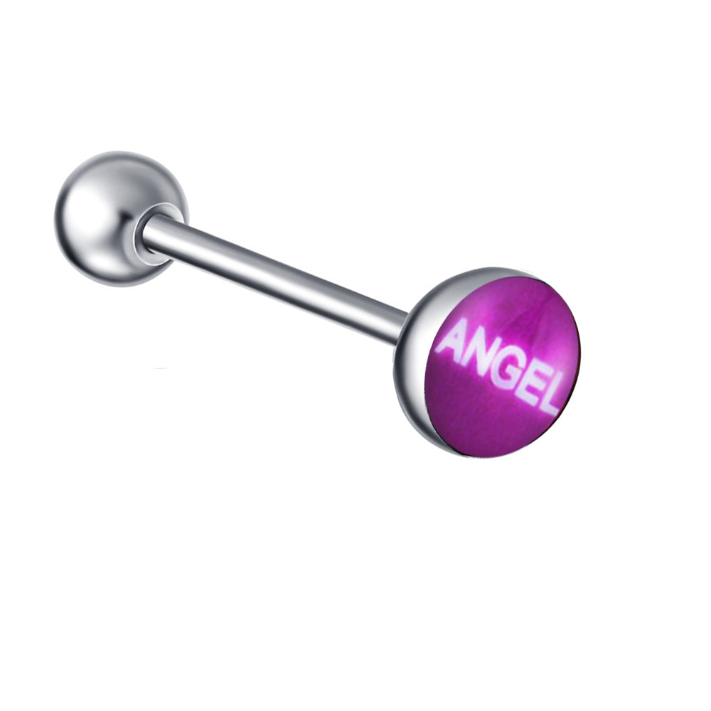 Ethnic Insect Design Stainless Steel Enamel Tongue Barbell