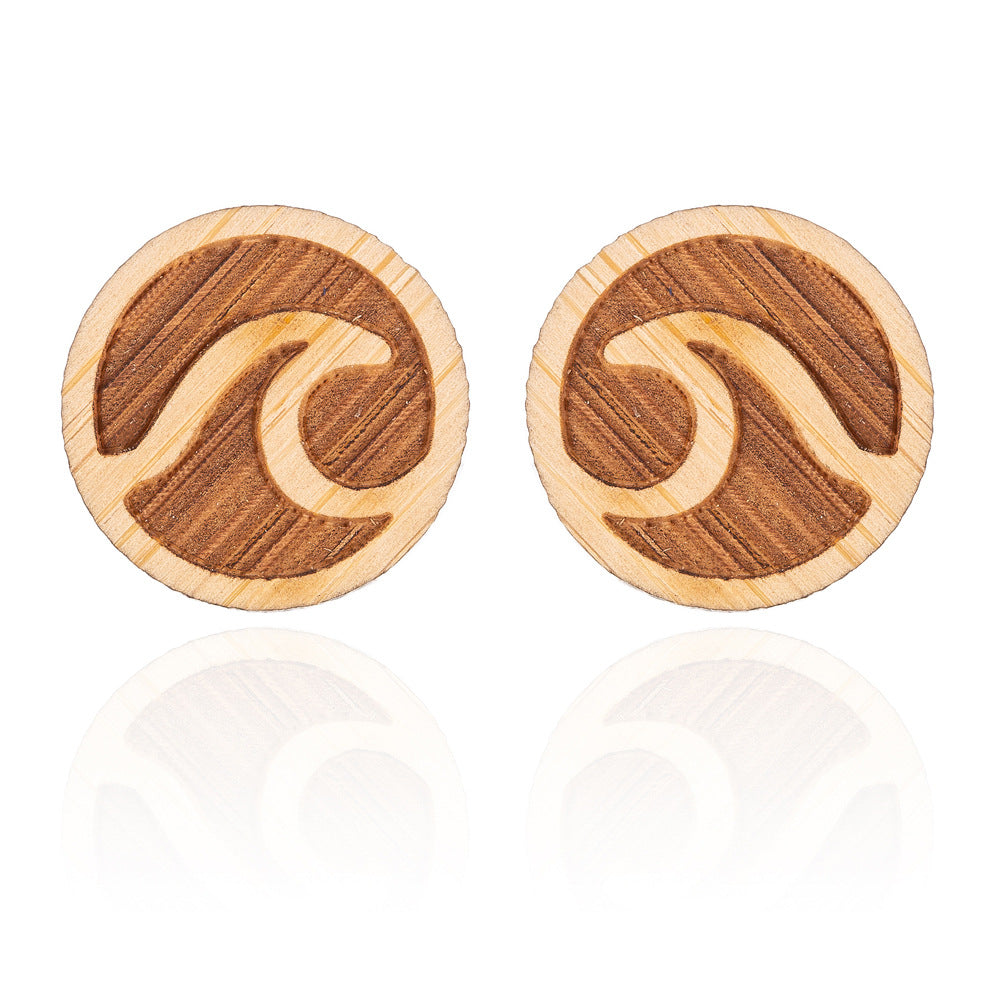 Simple Geometric Wave and Christmas Tree Heart Elk Stainless Steel Hollow Out Earrings 1 Pair