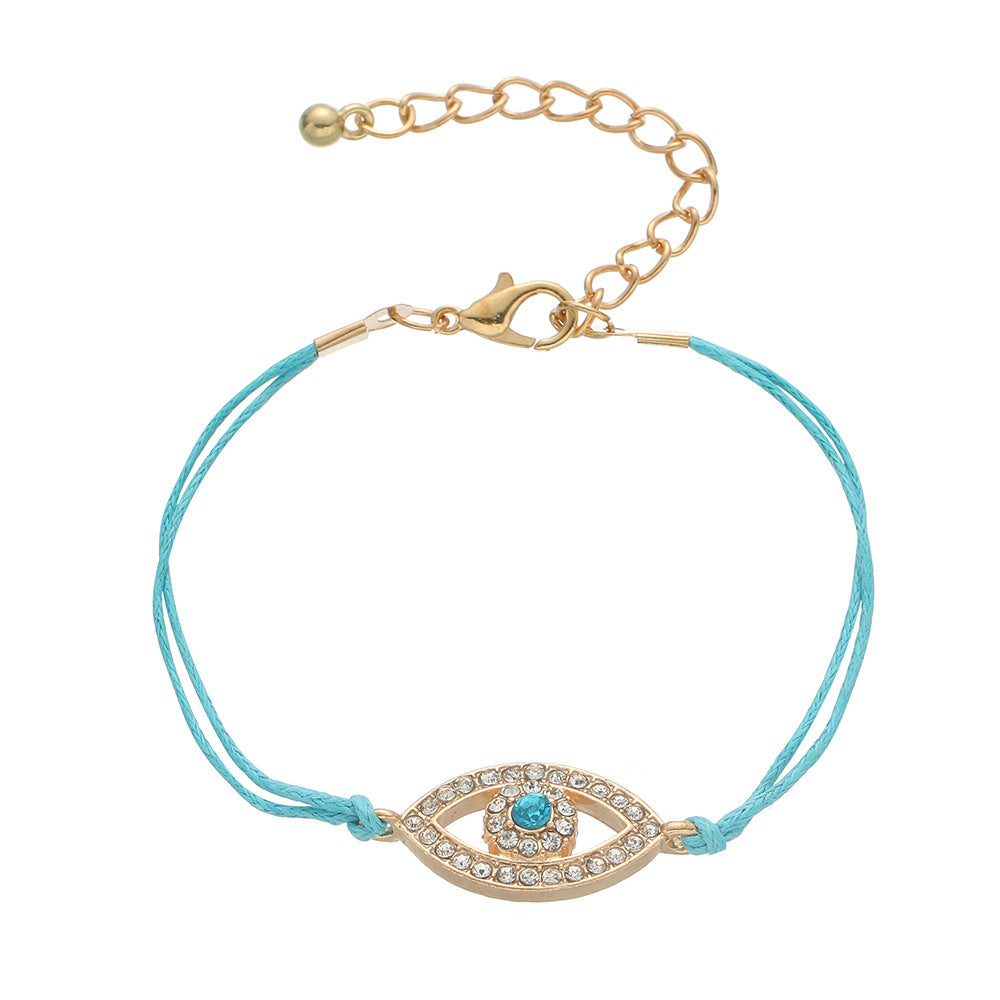 Simple Alloy Gemstone Fatima Evil Eye Bracelet