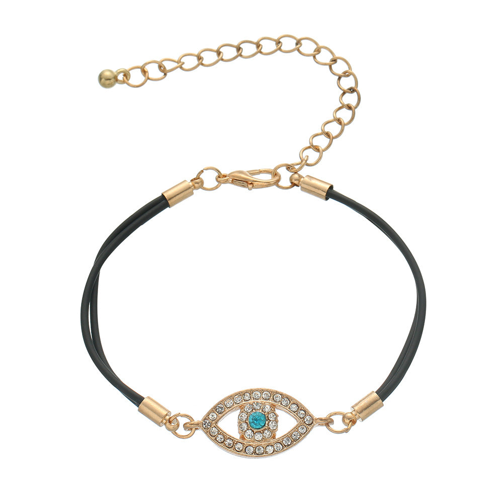 Simple Alloy Gemstone Fatima Evil Eye Bracelet