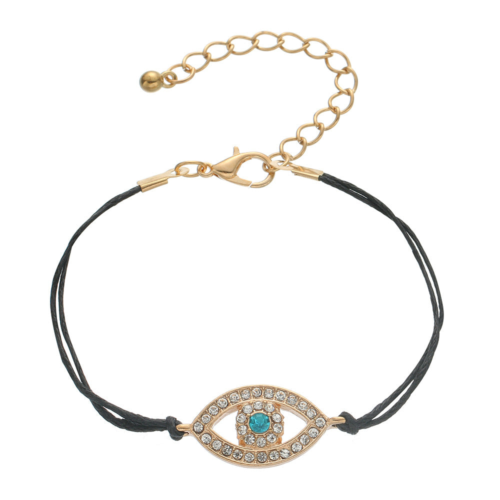 Simple Alloy Gemstone Fatima Evil Eye Bracelet