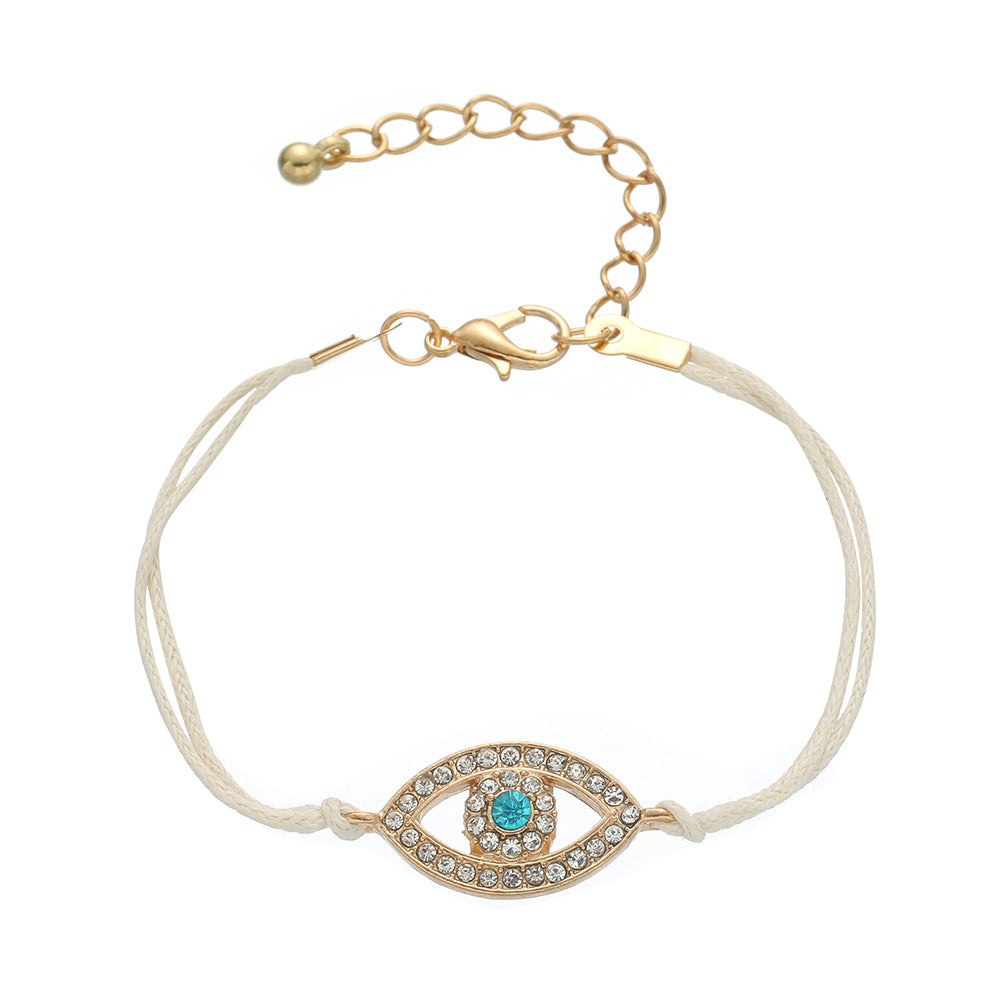 Simple Alloy Gemstone Fatima Evil Eye Bracelet