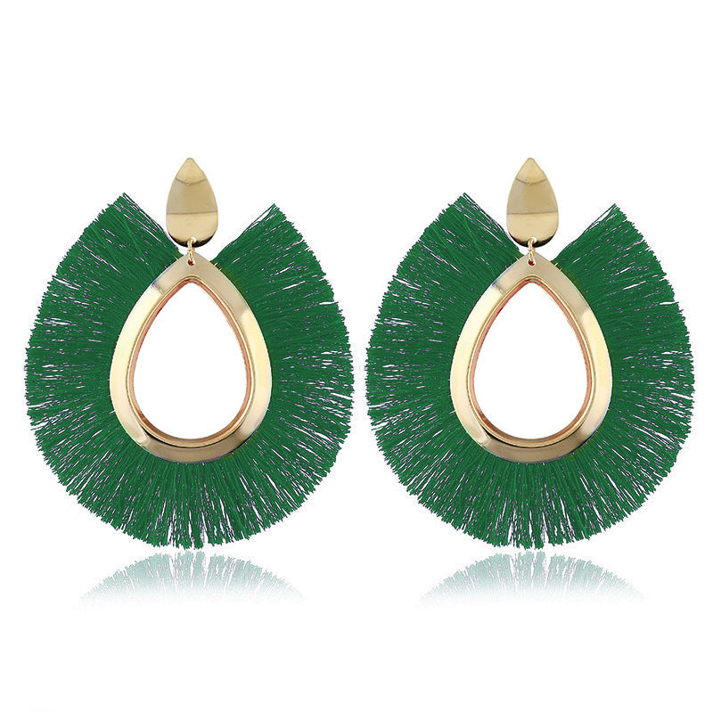 Leaf Tassel Retro Water Drop Fan-shaped Earrings - Autumn Fashion Jewelry