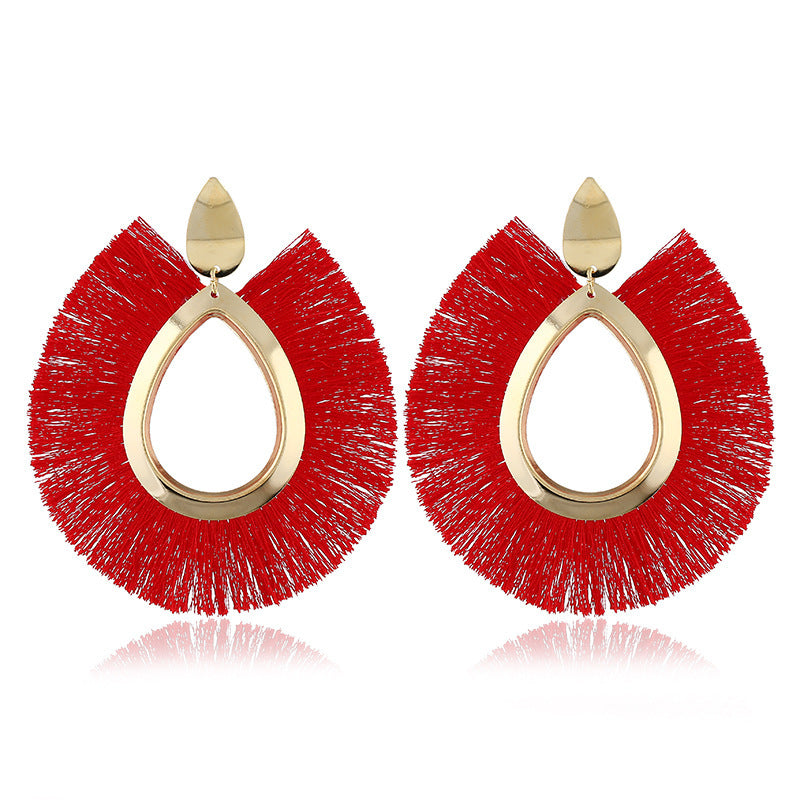 Leaf Tassel Retro Water Drop Fan-shaped Earrings - Autumn Fashion Jewelry