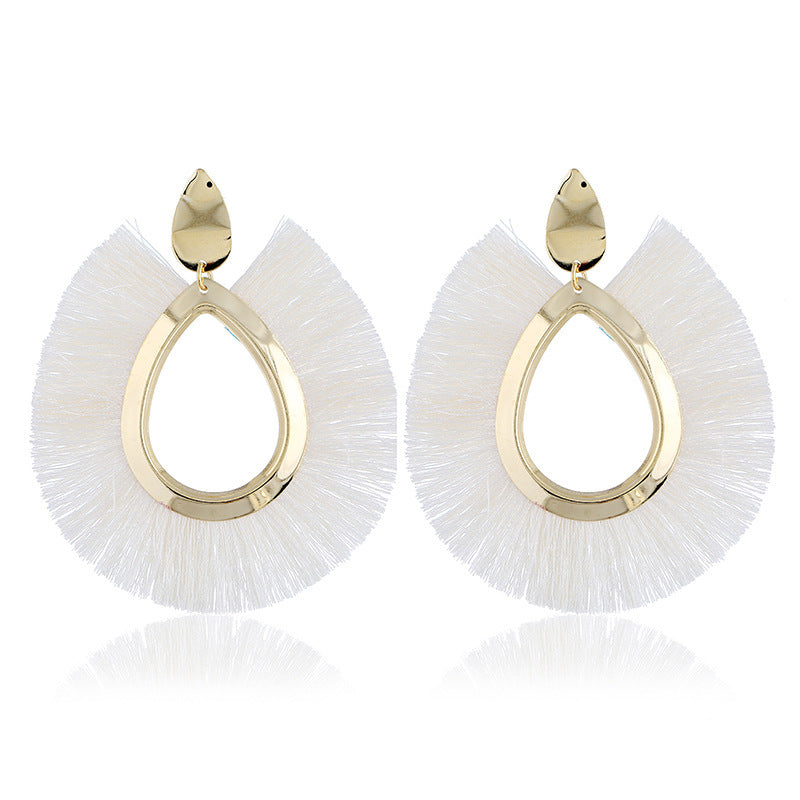 Leaf Tassel Retro Water Drop Fan-shaped Earrings - Autumn Fashion Jewelry
