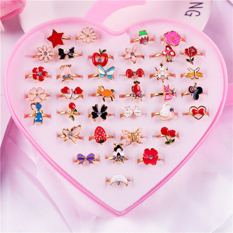 Children's Adjustable Flashing Diamond Ring Set - 36 Pieces