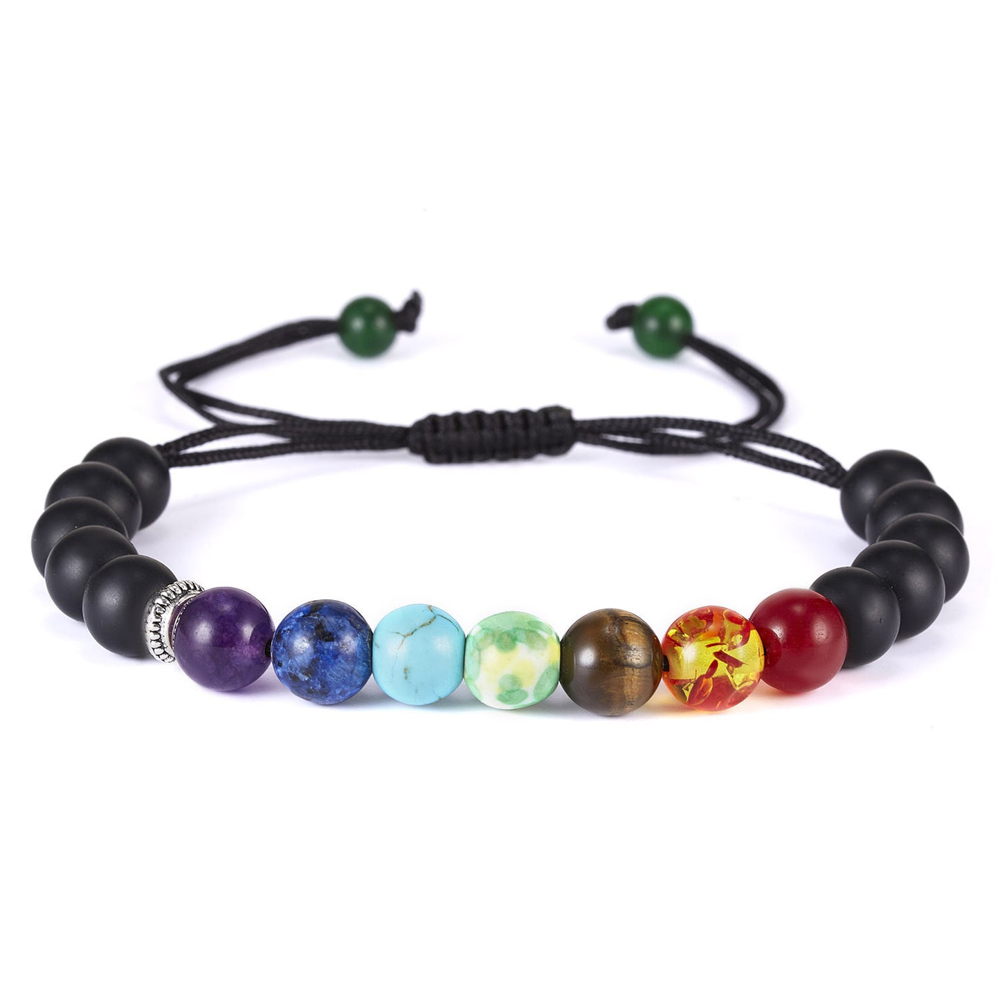Seven Chakra Rainbow Adjustable Woven Bracelet - Tree of Life Design