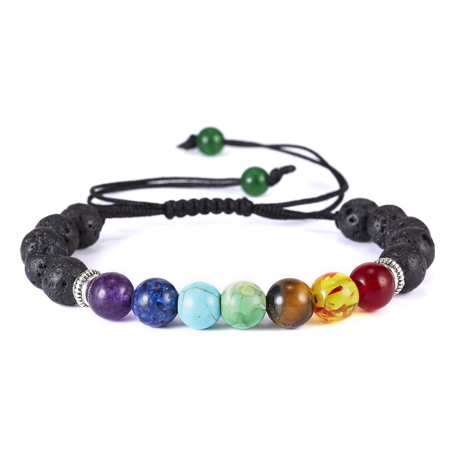 Seven Chakra Rainbow Adjustable Woven Bracelet - Tree of Life Design