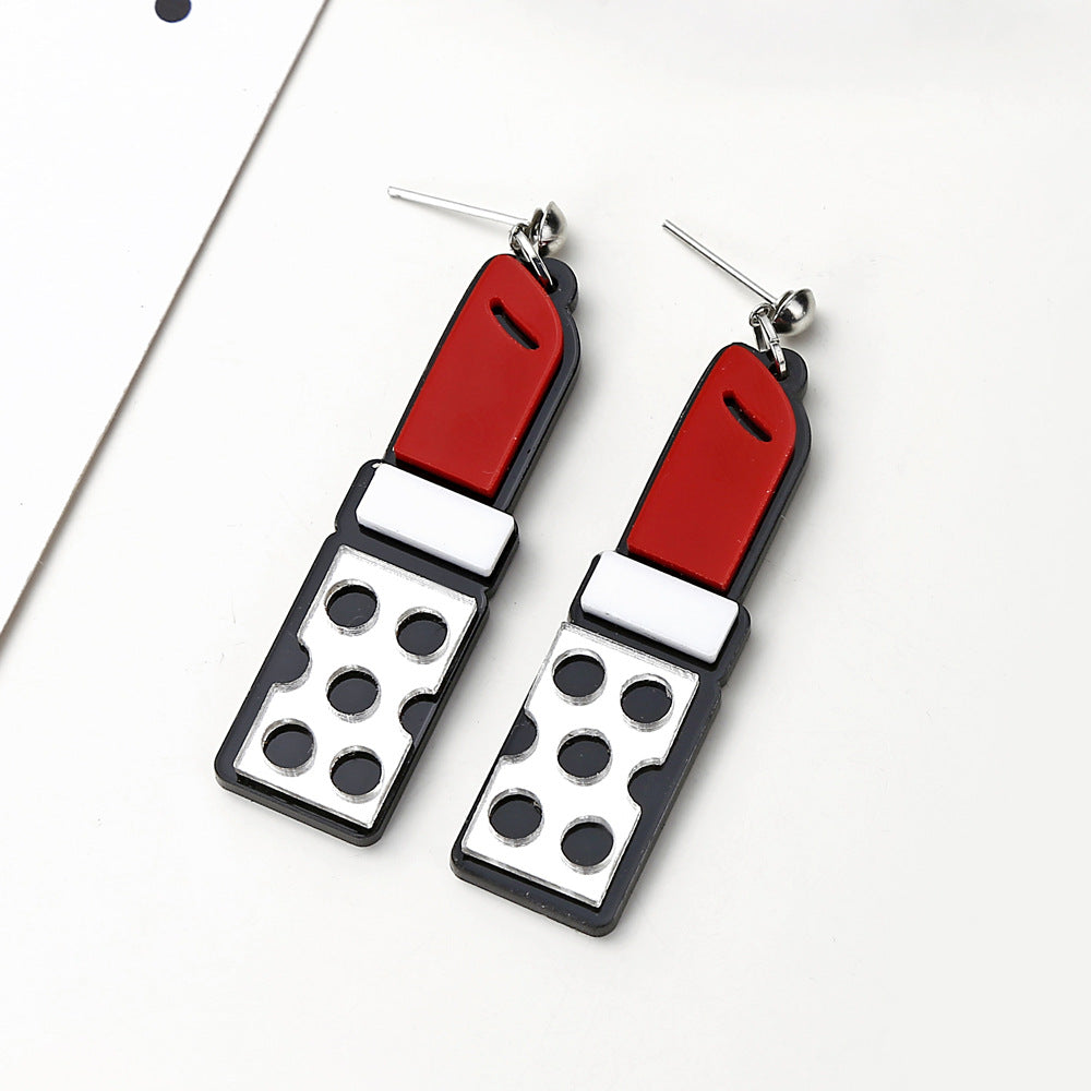 Creative Long Lipstick Earrings for Women - Fashion Cartoon Design