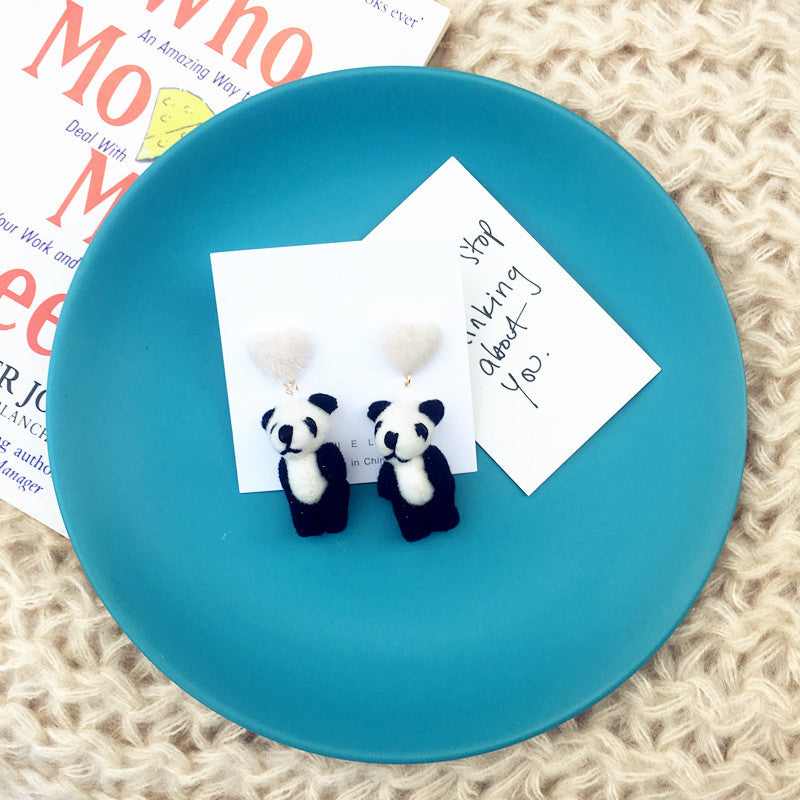 Fashion Plush Bear Fur Ball Earrings for Women