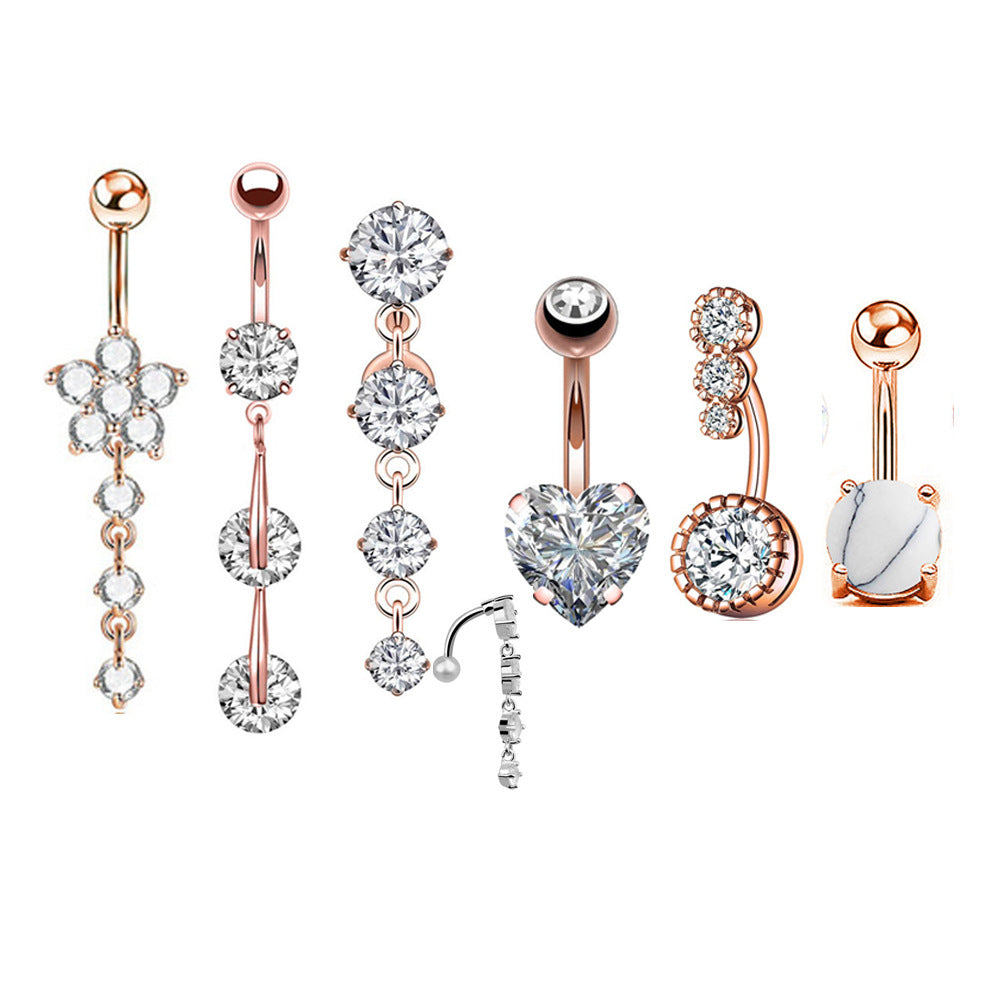Fashion Geometric Opal Zircon Belly Ring Set