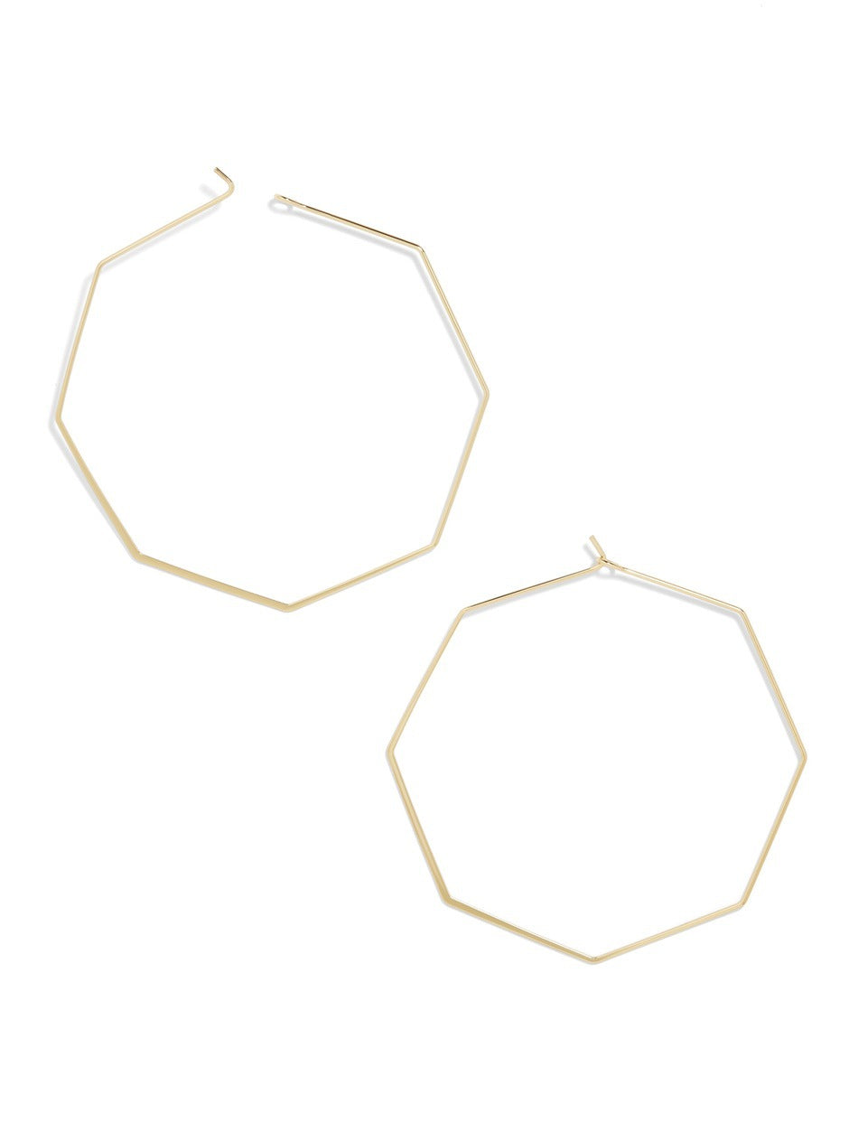 Geometric Hexagon Alloy Hoop Earrings for Women